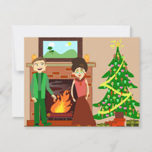 Romantic Couple Holiday Vintage Christmas Art