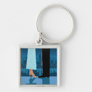 Romantic Couple in City Key Ring