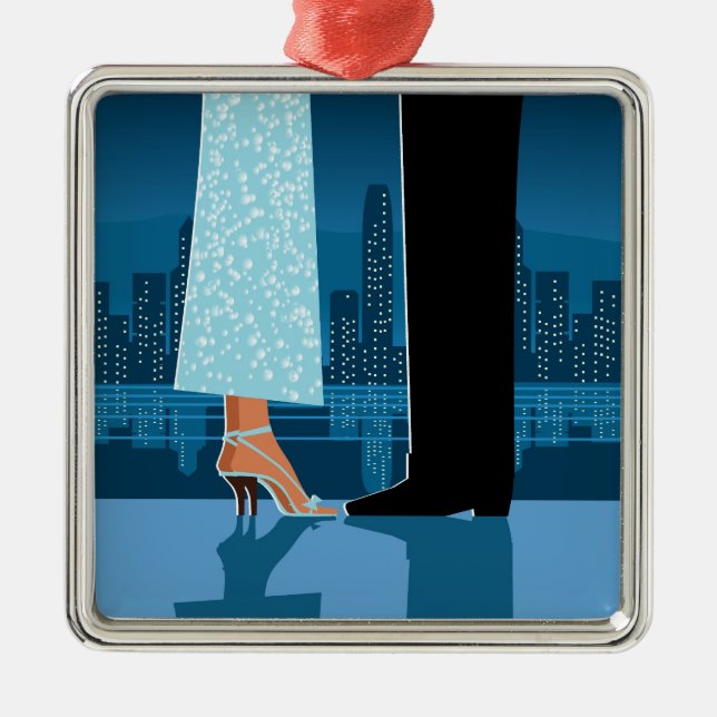 Romantic Couple in City Metal Tree Decoration (Front)