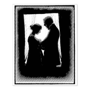 Romantic Couple in Front of Window Rubber Stamp