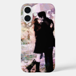 Romantic Couple in Love Kissing in The Rain  iPhone 16 Case