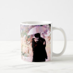 Romantic Couple in Love Kissing in The Rain  Coffee Mug