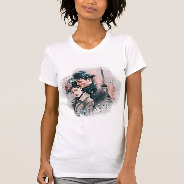 Romantic Couple In Paris Vintage T-Shirt (Front)