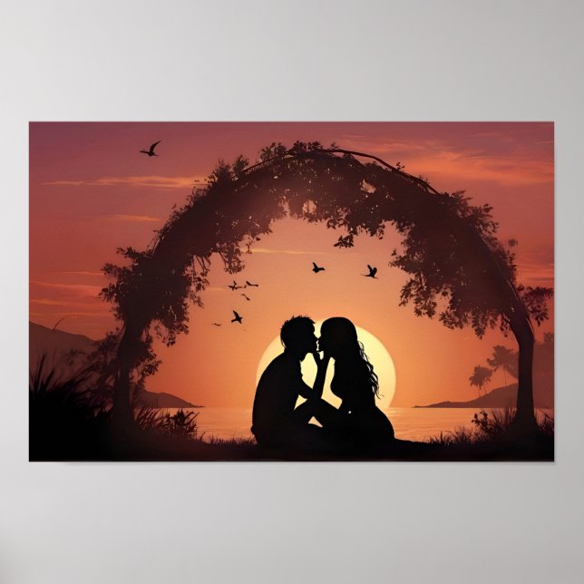 Romantic couple in sunset poster (Front)