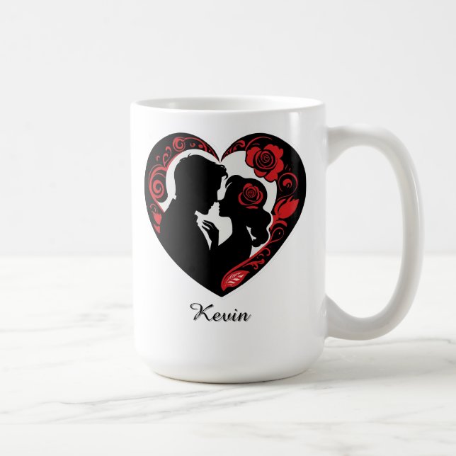 Romantic Couple Inside a Heart Frame Coffee Mug (Right)