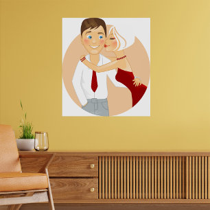 Romantic Couple Kiss Cute Love Poster