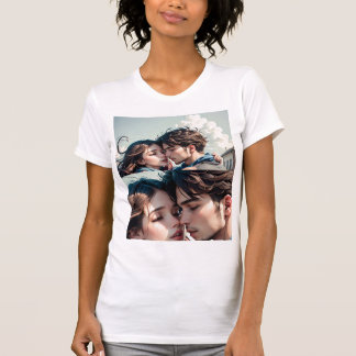  Romantic couple kissing in Road  T-Shirt