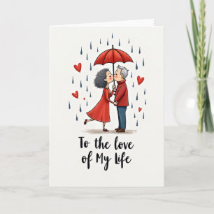 Romantic Couple Kissing Rain Card