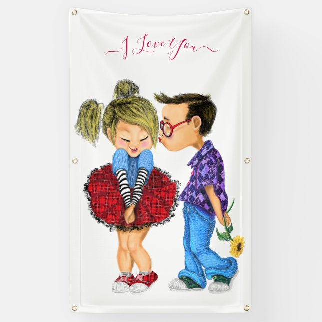 Romantic Couple Love Banner - I Love You (Vertical)