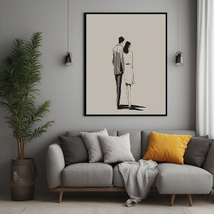 Romantic Couple Minimalist Line Art Poster