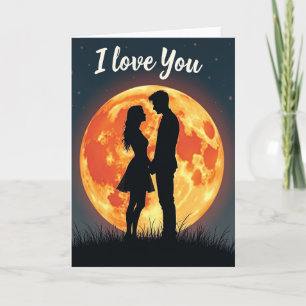 Romantic Couple Moon Card
