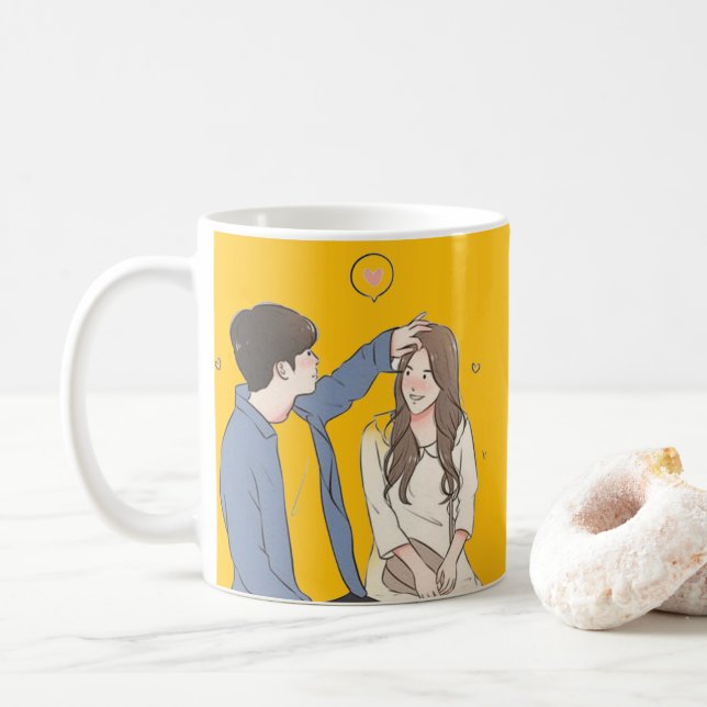 Romantic Couple Mug Perfect Love Gift for Couples (With Donut)