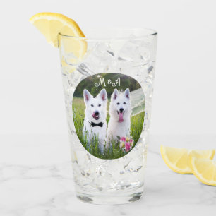 Romantic couple of dogs geting married glass