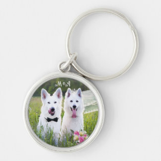 Romantic couple of dogs geting married key ring