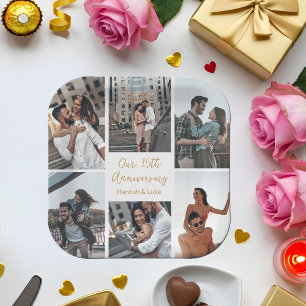 Romantic Couple Photo Collage Anniversary Party Paper Plate