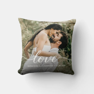 Romantic Couple Photo Love Script Custom Cushion