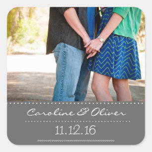 Romantic Couple Photo Wedding Favour Square Sticker