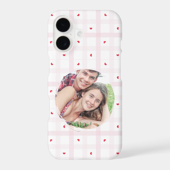 Romantic Couple Picture Cute Pink Gingham Hearts (Back)