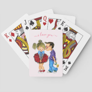 Romantic Couple Playing Cards - I Love You