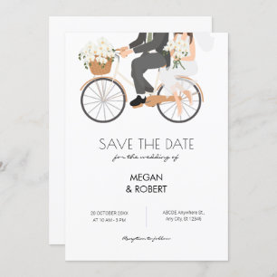 Romantic Couple Riding a Bicycle wedding  Save The Date