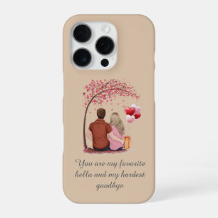 Romantic Couple Silhouette "Favourite Hello" Quote iPhone 16 Pro Case