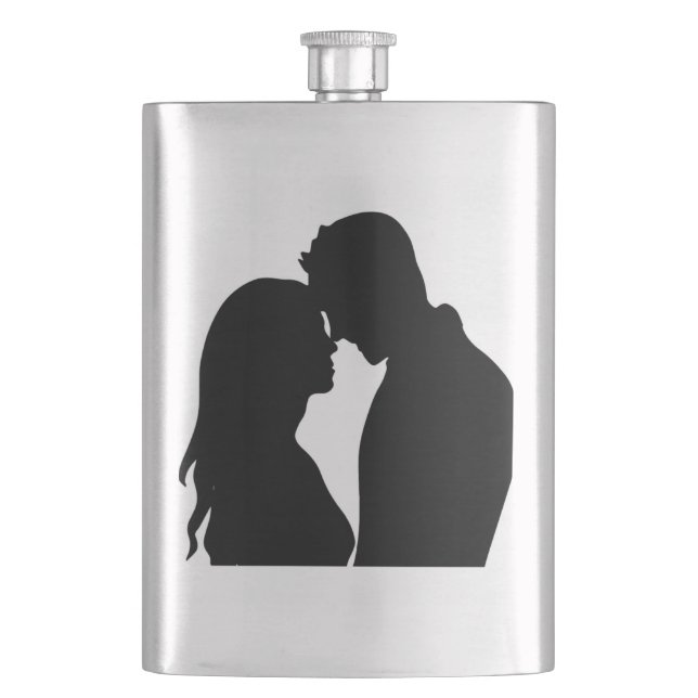 ROMANTIC COUPLE SILHOUETTE HIP FLASK (Front)