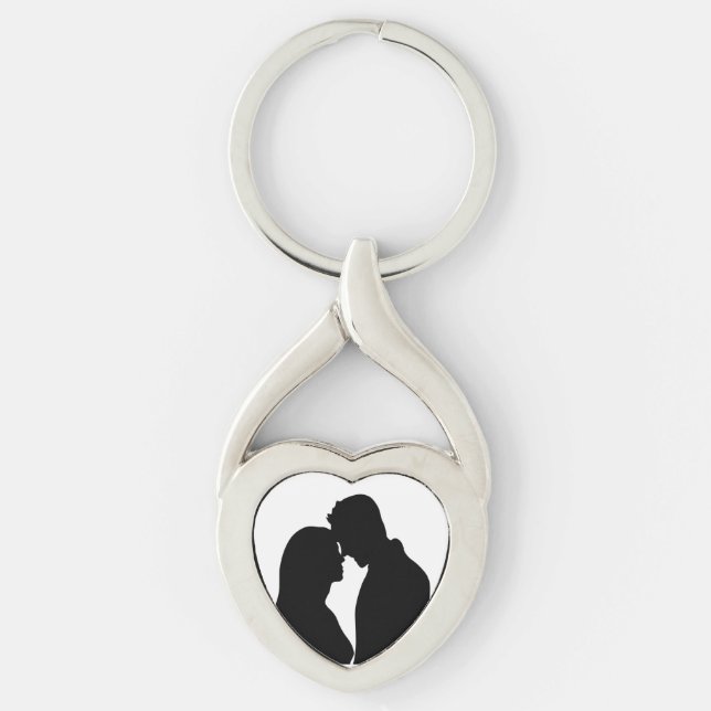 ROMANTIC COUPLE SILHOUETTE KEY RING (Front)