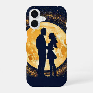 Romantic Couple Silhouette Moonlit Night iPhone 16 Case