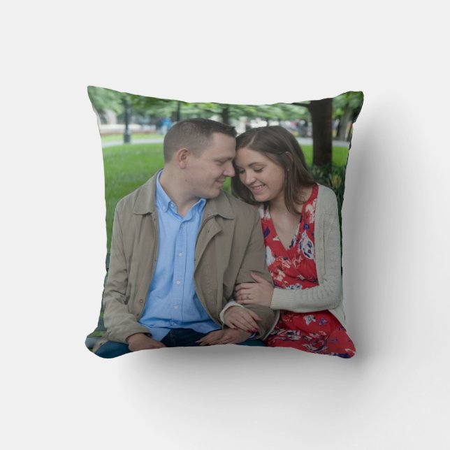 Romantic Couple Sitting Close Together Cushion (Front)