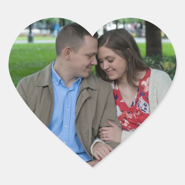 Romantic Couple Sitting Close Together Heart Sticker (Front)
