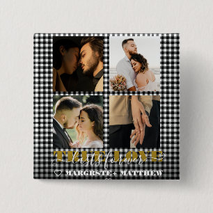 Romantic Couple True Love 4 Photo & Quote 15 Cm Square Badge