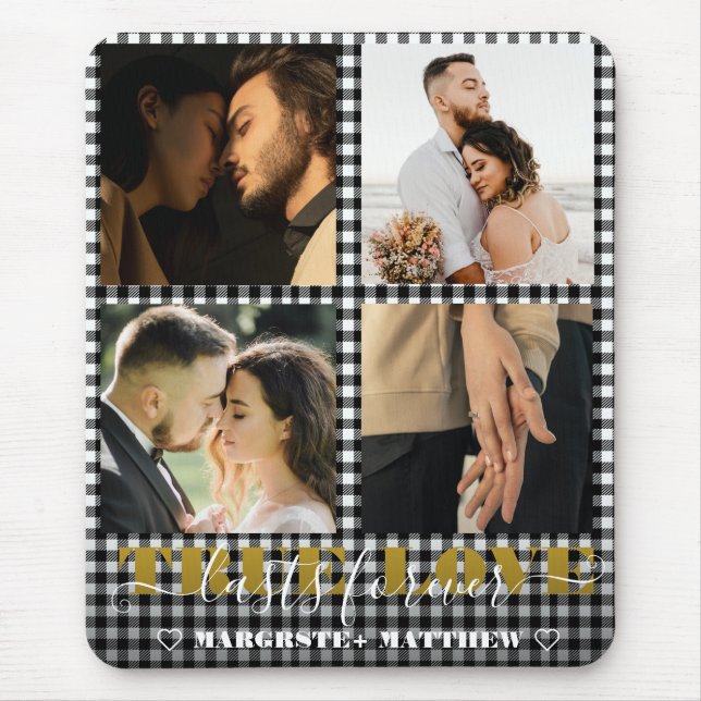 Romantic Couple True Love 4 Photo & Quote  Mouse Pad (Front)