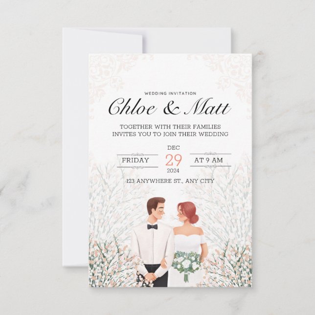 Romantic Couple Typography Wedding Invitation (Front)