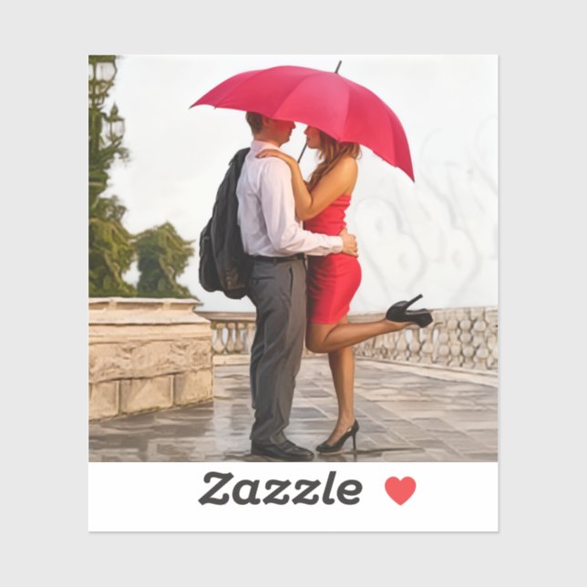 Romantic Couple Under Red Umbrella (Sheet)