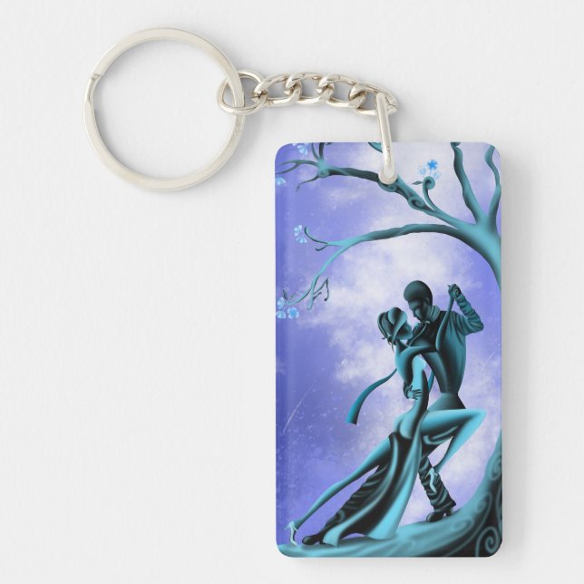 Romantic Couple under tree dance tango Key Ring (Front)