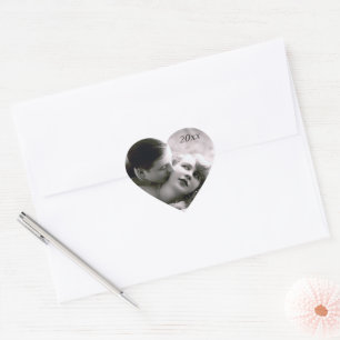 Romantic Couple Vintage Retro Photo Elegant Love Heart Sticker