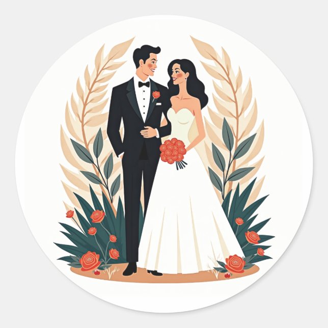 Romantic Couple Wedding Sticker (Front)