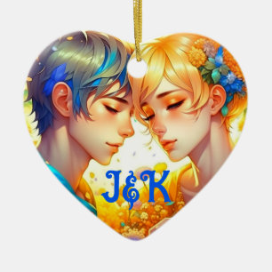 Romantic Couple's Gift   Personalized Anime Ceramic Ornament