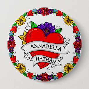 Romantic Couple's Gift Tattoo Style Art 10 Cm Round Badge