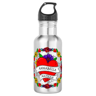 Romantic Couple's Gift   Tattoo Style Art  532 Ml Water Bottle