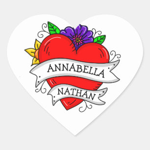 Romantic Couple's Gift Tattoo Style Art Heart Sticker