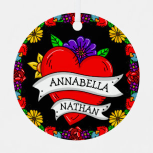 Romantic Couple's Gift   Tattoo Style Art   Metal Tree Decoration