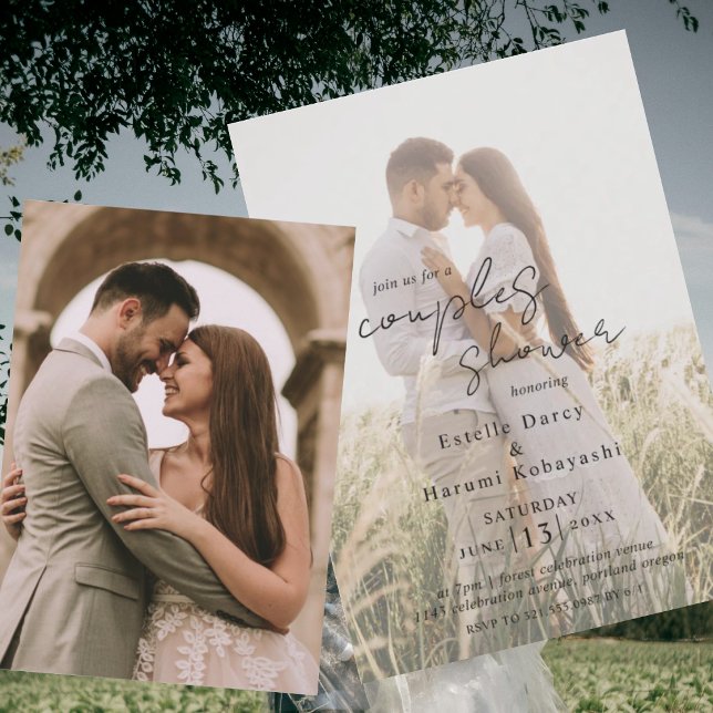 Romantic Couples Shower Photo Elegant Script Invitation (Creator Uploaded)
