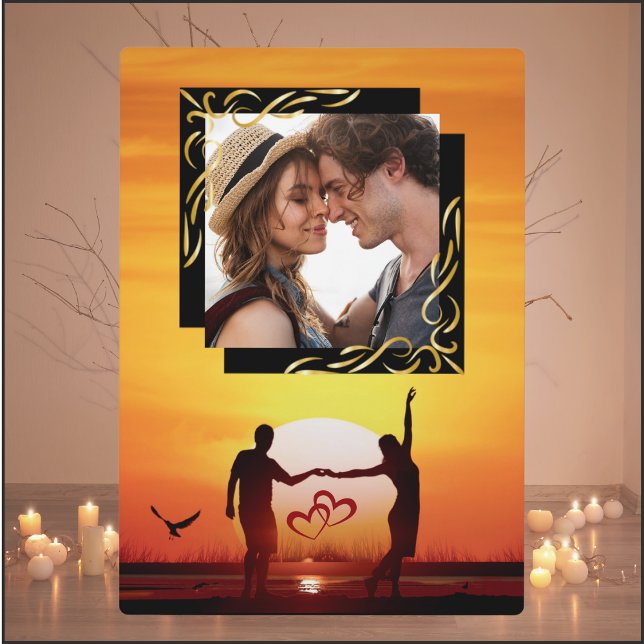 Romantic Couples Sunset Keepsake Photo Plaque (Sunset Romance Keepsake Photo Plaque)