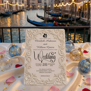 Romantic Cream And Charcoal Formal Calligraphy Invitation