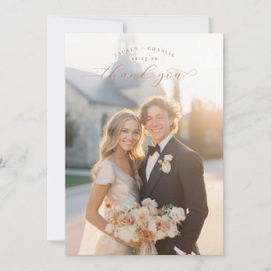 Romantic Cream Elegant Photo Thank You Card