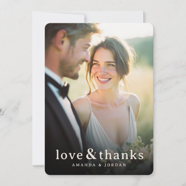Romantic Cream Elegant Photo Thank You Card (Front)