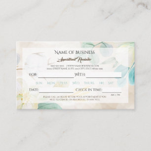 Romantic Cream Floral Elegant Appointment Reminder Card