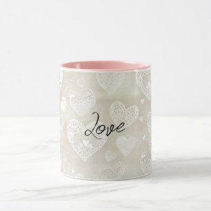 Romantic Cream Hearts Mug