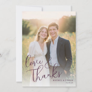 Romantic Cream Navy Photo Thank You Card